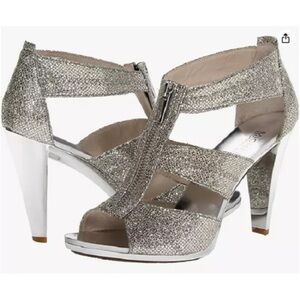 Michael Kors Berkley T Strap toe heels Color Silver size 7.5
